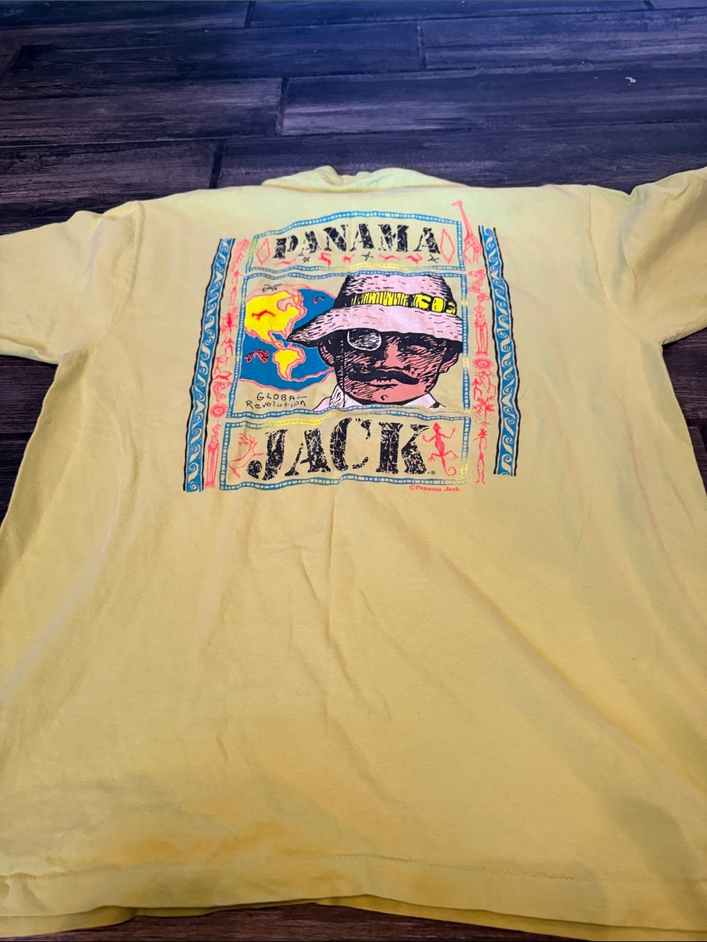 Panama Jack single stitch vintage 90s  T-Shirt with Multicolor Back Print